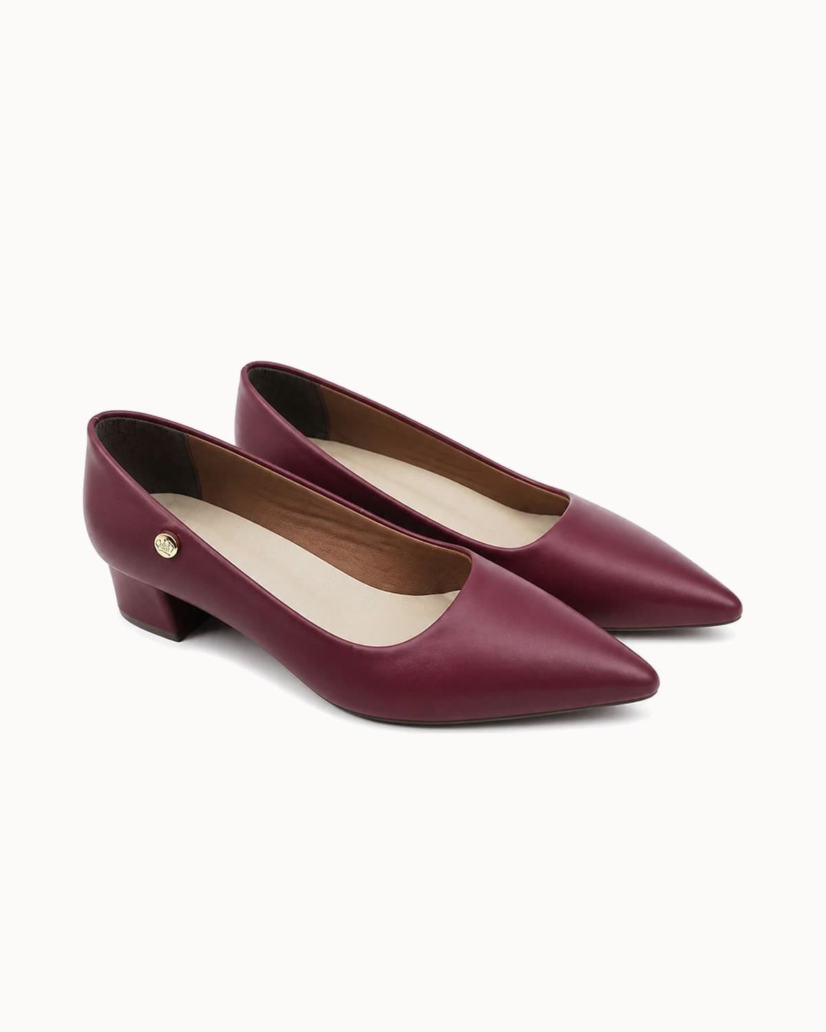 Scarpin Salto Baixo Bloco Napa Vinho
