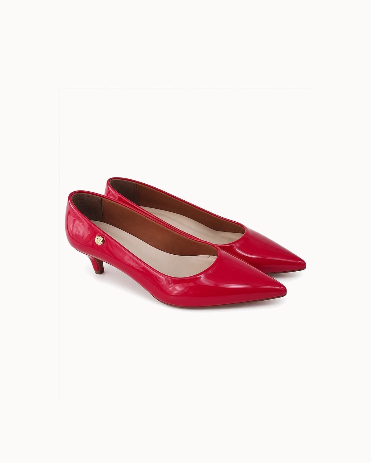 Scarpin Salto Baixo Fino Verniz Vermelho