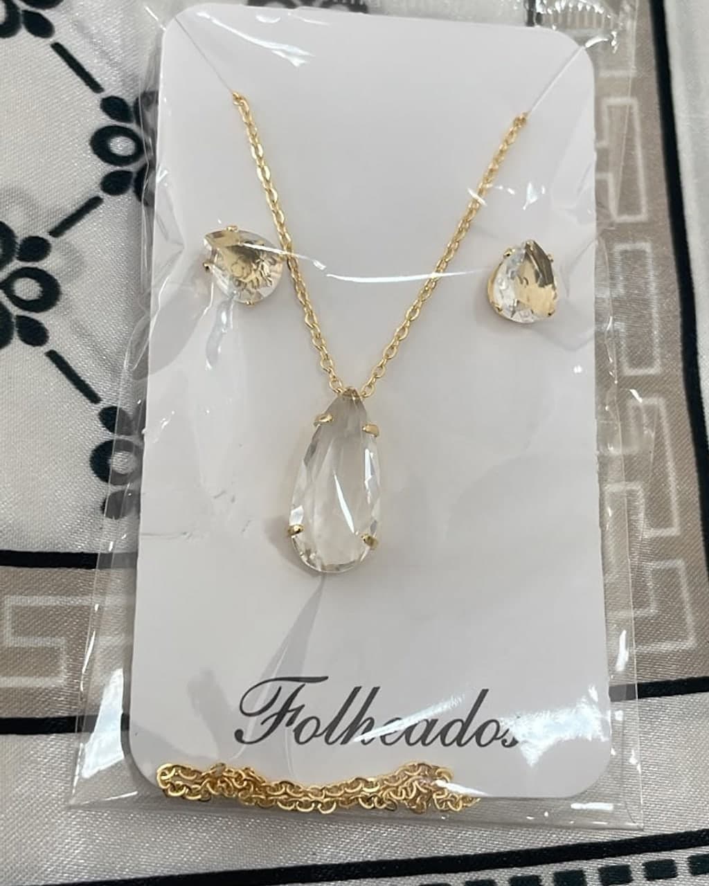 Conjunto Folheado Cristal Champagne