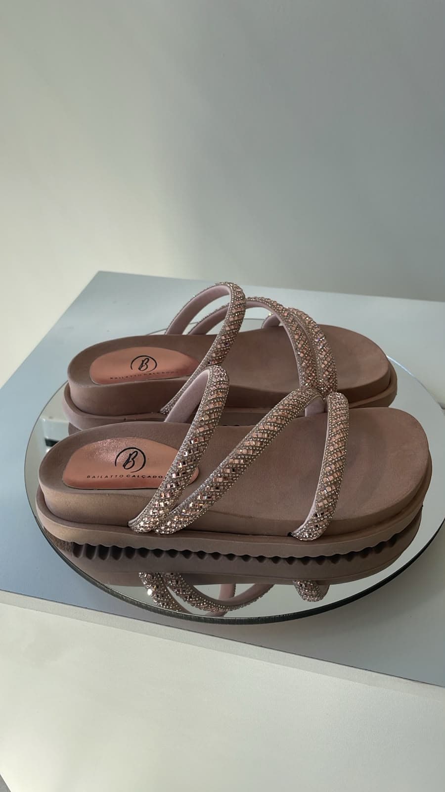 Sandália Flatform Rosé Strass (modelo 2)