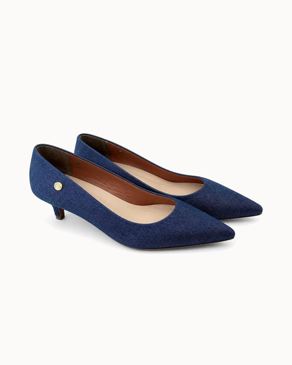 Scarpin Salto Baixo Fino Jeans