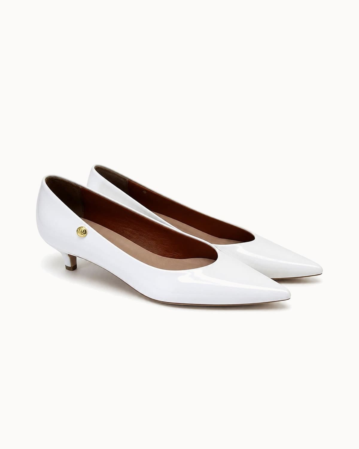 Scarpin Salto Baixo Verniz Branco
